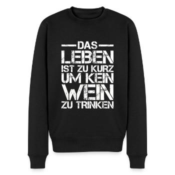 Das Leben ist zu kurz um kein Wein zu trinken - Männer Premium Bio Pullover - Schwarz - Vorne - Nico (187cm)