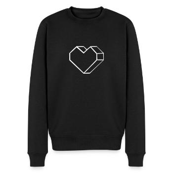 Geometrie Herz - Männer Premium Bio Pullover - Schwarz - Vorne - Nico (187cm)