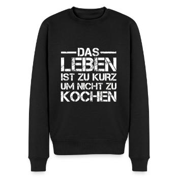 La vie est trop courte pour ne pas cuisiner - Pull Premium bio Homme - noir - Devant - Nico (187cm)