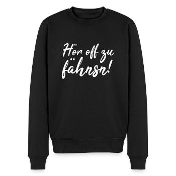 Ossi Saxon Dialect - Hör off zu fähnsn - Men's Premium Organic Jumper - black - Front - Nico (187cm)