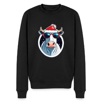Weihnachten Kuh - Männer Premium Bio Pullover - Schwarz - Vorne - Nico (187cm)