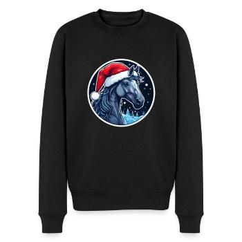 Weihnachten Pferd Weihnachtsmütze - Männer Premium Bio Pullover - Schwarz - Vorne - Nico (187cm)