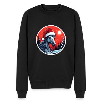 Pferd Weihnachten Geschenk - Männer Premium Bio Pullover - Schwarz - Vorne - Nico (187cm)