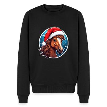 Weihnachten Pferd - Männer Premium Bio Pullover - Schwarz - Vorne - Nico (187cm)