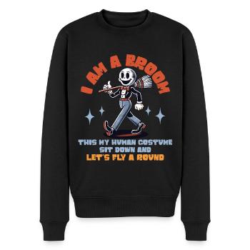 Lustiges Halloween Spruch Bin Ein Besen Flieg Mit - Männer Premium Bio Pullover - Schwarz - Vorne - Nico (187cm)