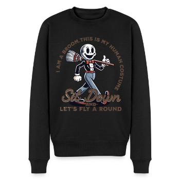 Lustiger Halloween Spruch Bin Ein Besen - Männer Premium Bio Pullover - Schwarz - Vorne - Nico (187cm)