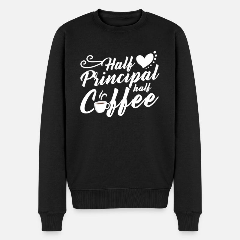 Half Principal Half Coffee - Men's Premium Organic Jumper - black