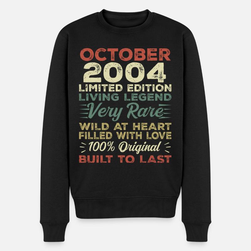 2004 Octobre 2004 Anniversaire Octobre 2004 Original - Pull Premium bio Homme - noir