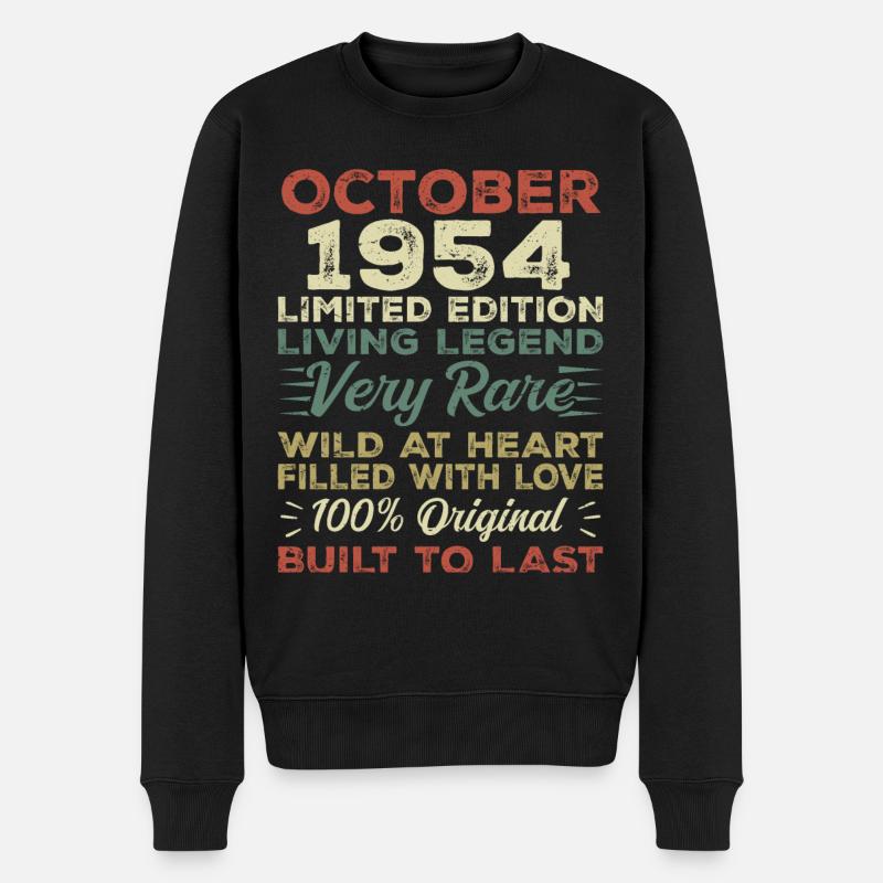 1954 Octobre 1954 Anniversaire Octobre 1954 Original - Pull Premium bio Homme - noir