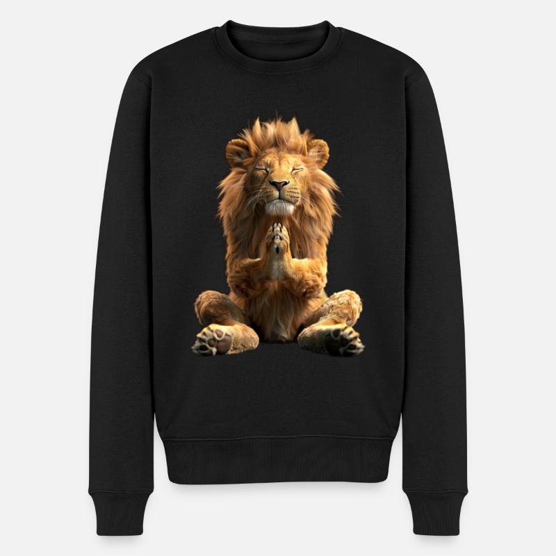 Löwe - Männer Premium Bio Pullover - Schwarz