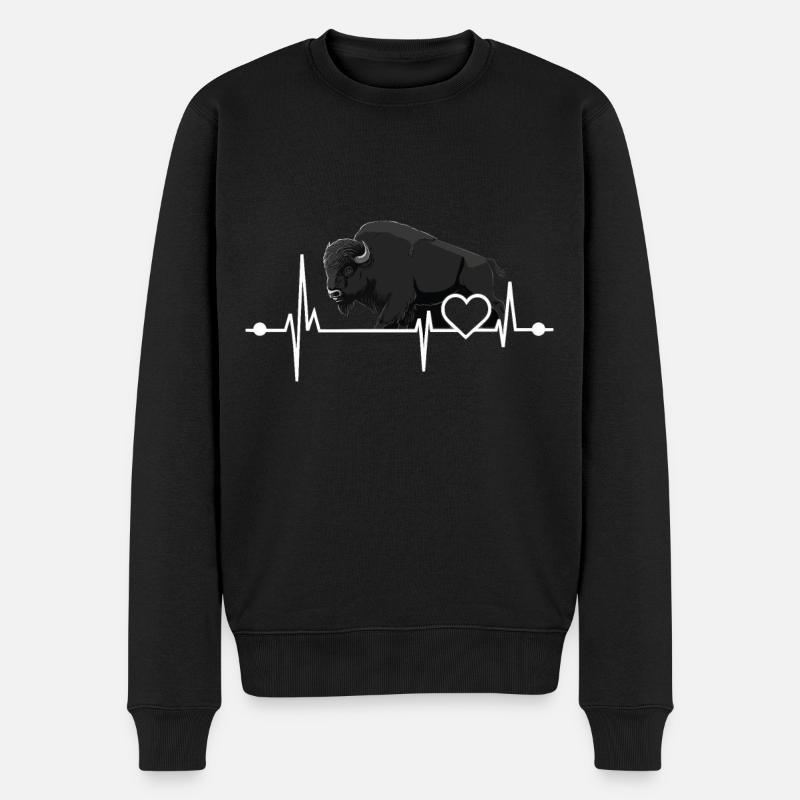 Bison - Männer Premium Bio Pullover - Schwarz