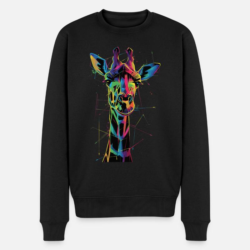Giraffe - Männer Premium Bio Pullover - Schwarz