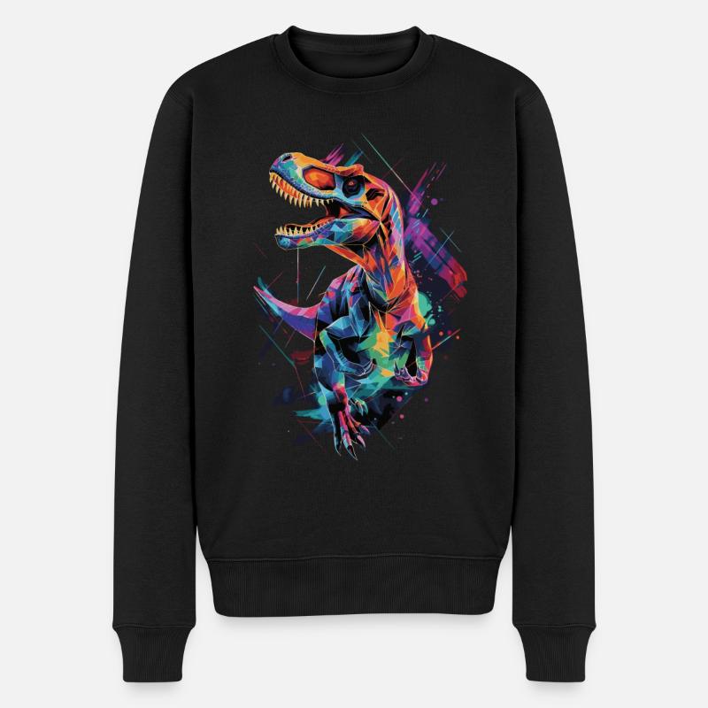 Dinosaurier - Männer Premium Bio Pullover - Schwarz