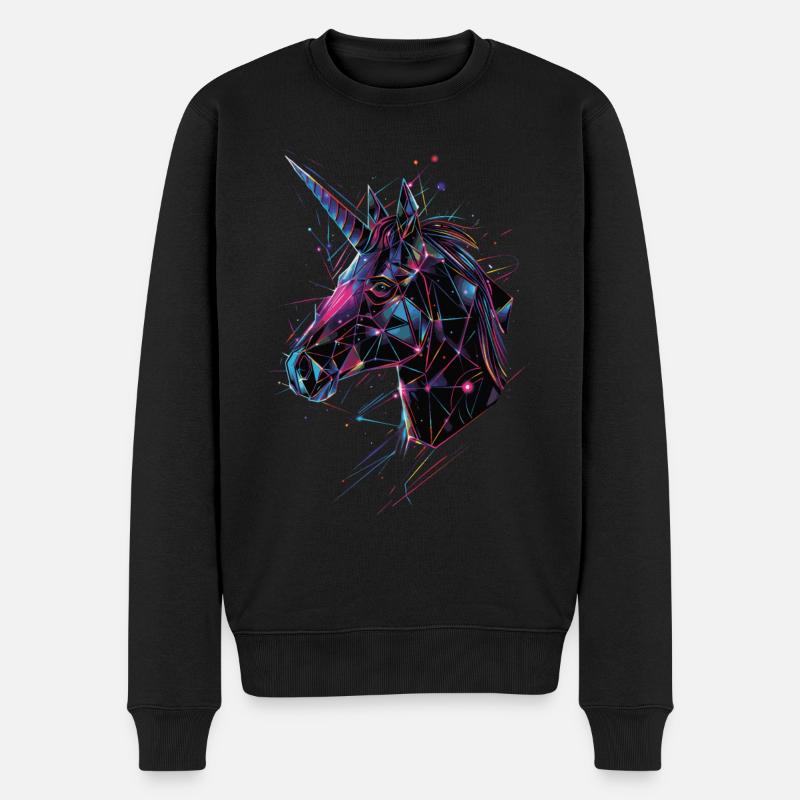 Einhorn - Männer Premium Bio Pullover - Schwarz
