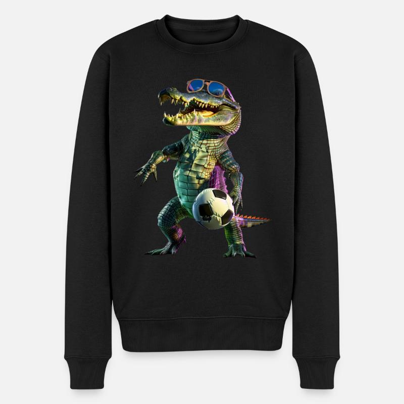 Krokodil - Männer Premium Bio Pullover - Schwarz