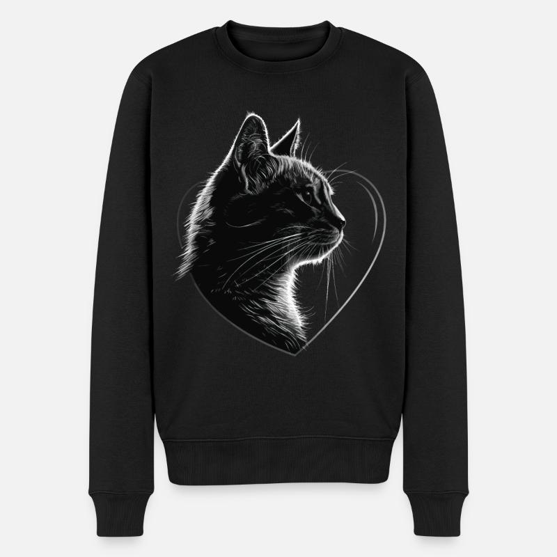 Katze - Männer Premium Bio Pullover - Schwarz