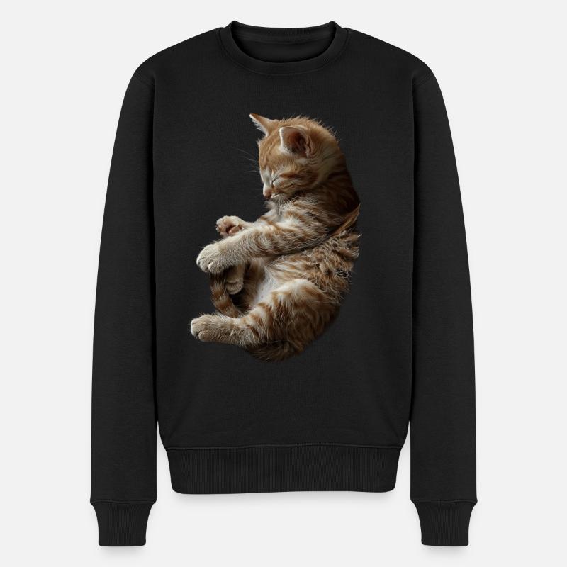 Katze - Männer Premium Bio Pullover - Schwarz