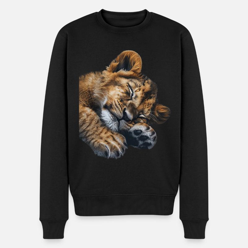 Löwe - Männer Premium Bio Pullover - Schwarz