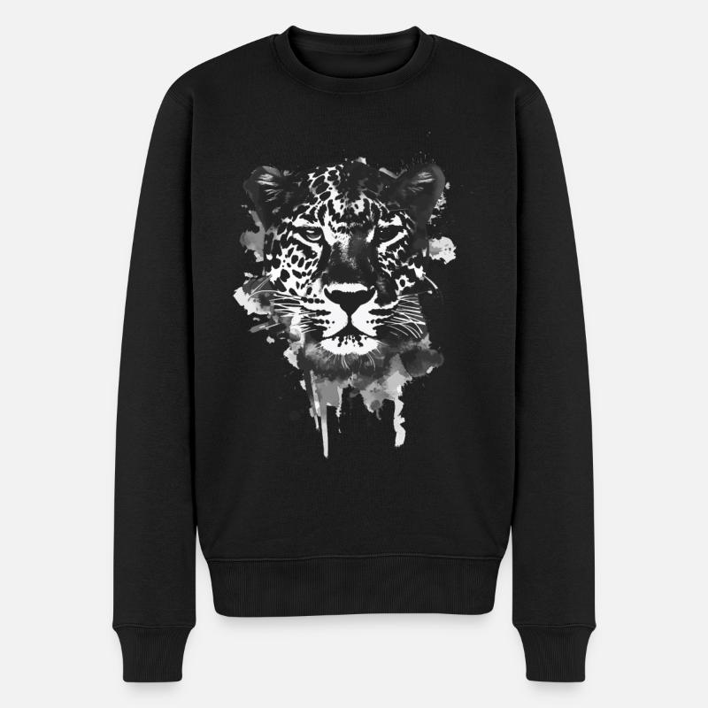 Leopard - Männer Premium Bio Pullover - Schwarz