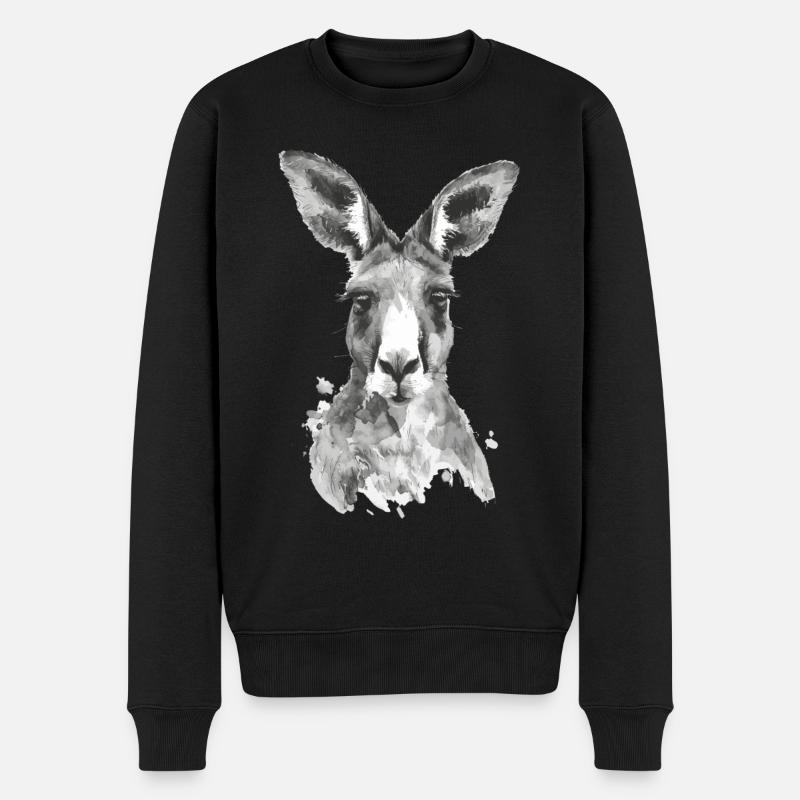 Känguru - Männer Premium Bio Pullover - Schwarz