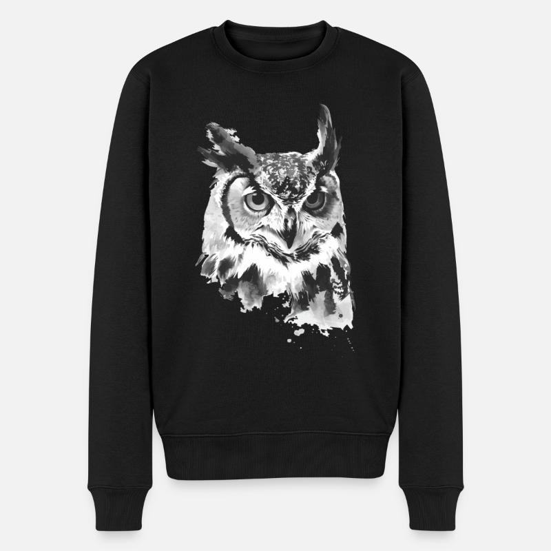 Eule - Männer Premium Bio Pullover - Schwarz