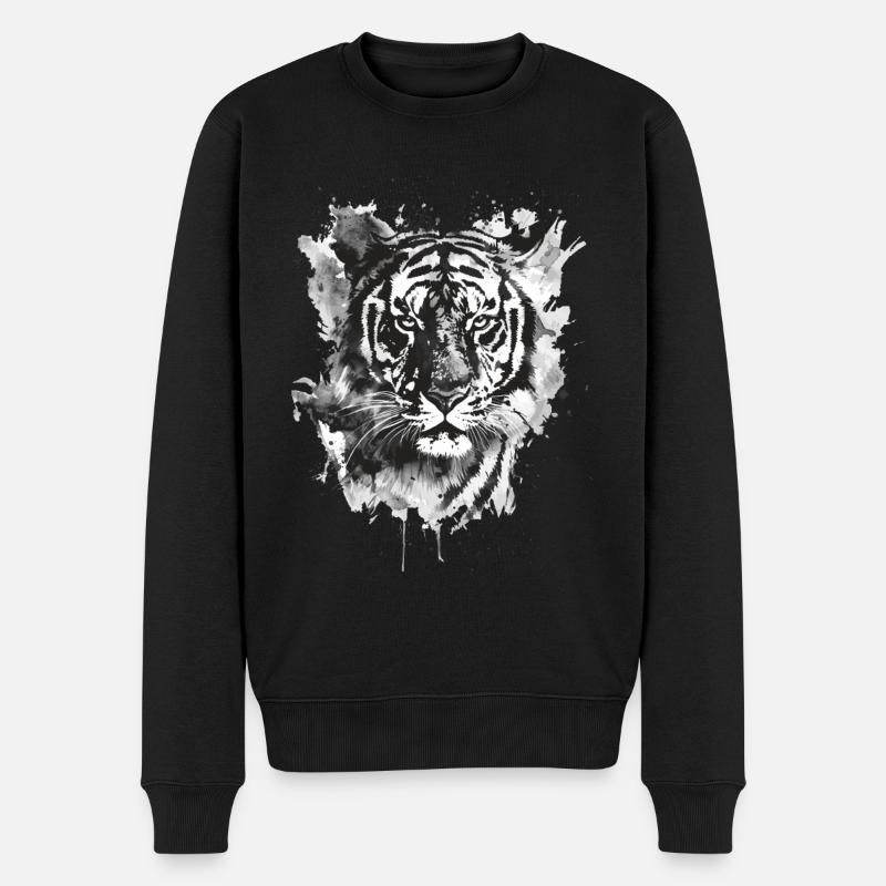 Tiger - Männer Premium Bio Pullover - Schwarz