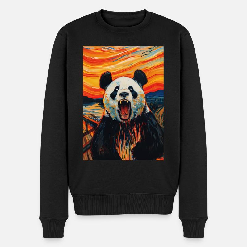 Panda - Männer Premium Bio Pullover - Schwarz