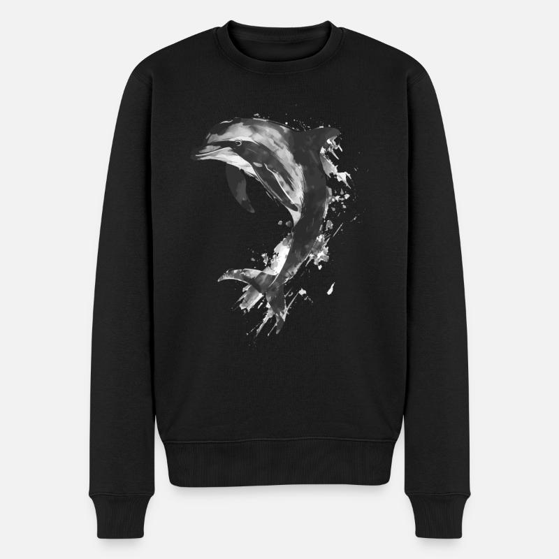 Delphin - Männer Premium Bio Pullover - Schwarz