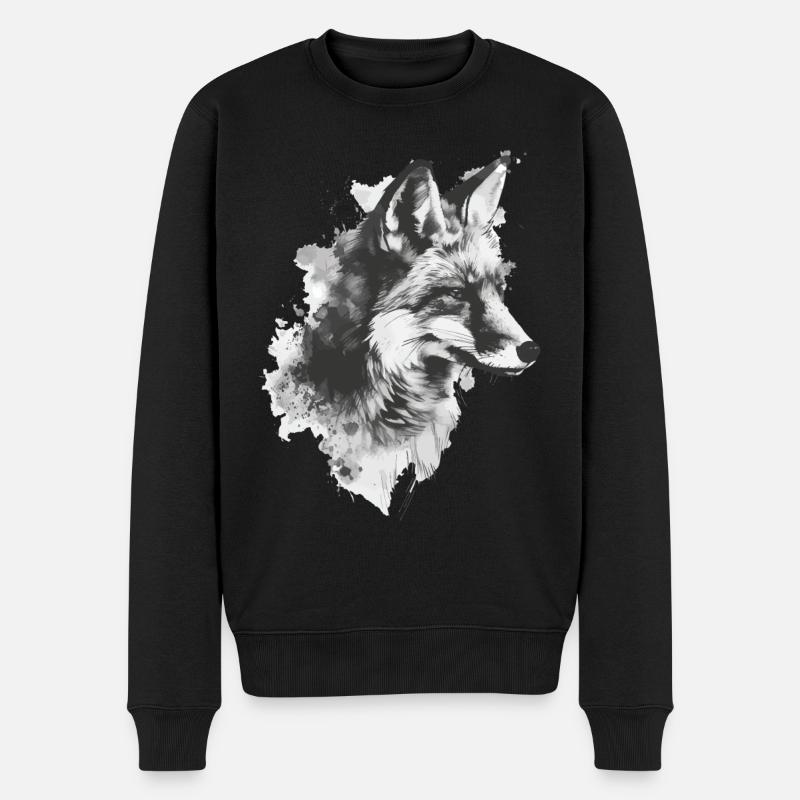Fuchs - Männer Premium Bio Pullover - Schwarz