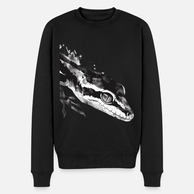 Gecko - Männer Premium Bio Pullover - Schwarz