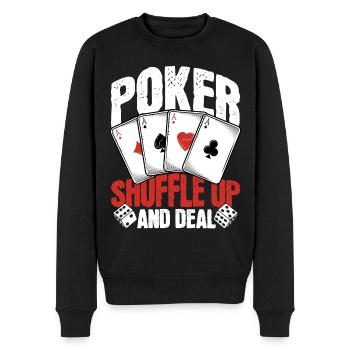 Poker Shuffle Up und Austeilen - Männer Premium Bio Pullover - Schwarz - Vorne - Nico (187cm)