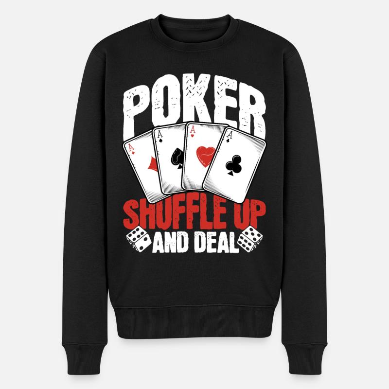 Poker Shuffle Up und Austeilen - Männer Premium Bio Pullover - Schwarz