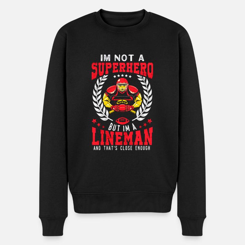 Ich Bin Kein Superheld, Aber Ich Bin Ein Lineman - Männer Premium Bio Pullover - Schwarz