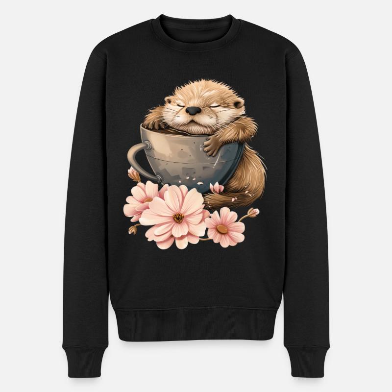 Otter - Männer Premium Bio Pullover - Schwarz