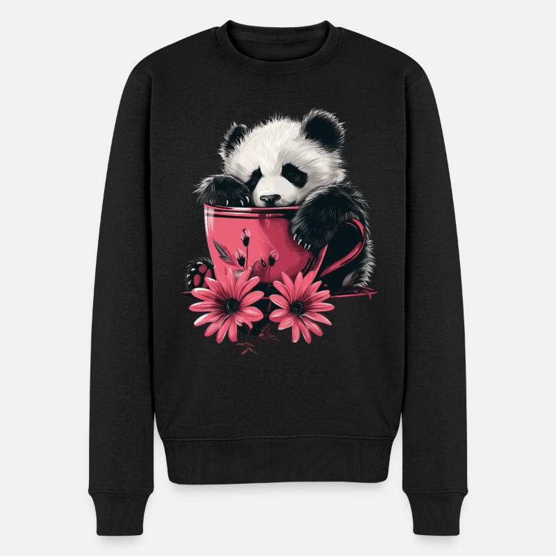 Panda - Männer Premium Bio Pullover - Schwarz