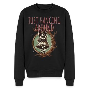 Just Hanging Around Lustiger Halloween Spruch - Männer Premium Bio Pullover - Schwarz - Vorne - Nico (187cm)