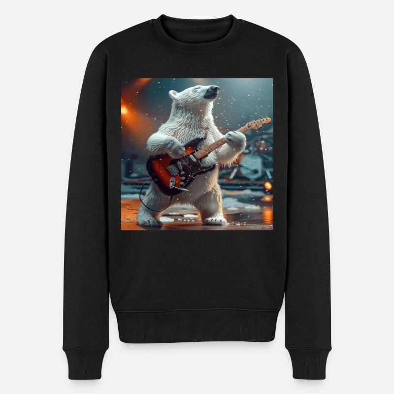 ours blanc - Pull Premium bio Homme - noir