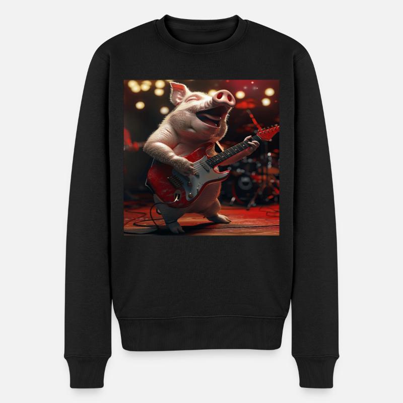 Schwein - Männer Premium Bio Pullover - Schwarz