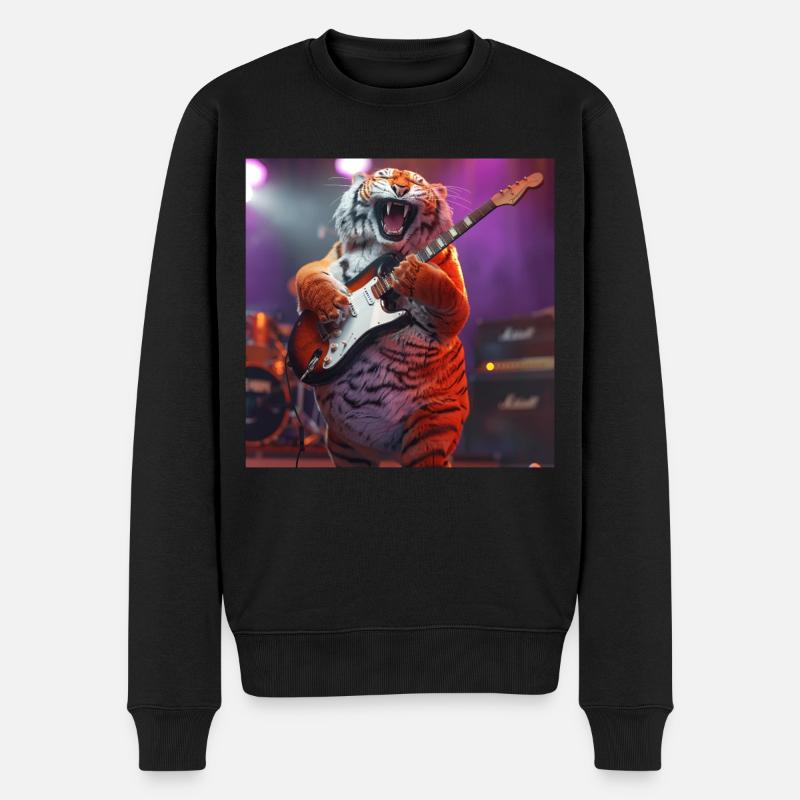 Tiger - Männer Premium Bio Pullover - Schwarz