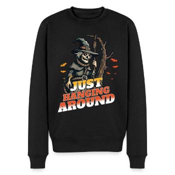 Lustiger Halloween Spruch Just Hanging Around - Männer Premium Bio Pullover - Schwarz - Vorne - Nico (187cm)