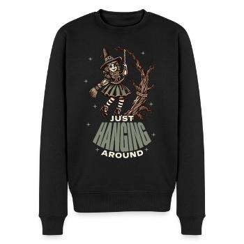 Lustiger Halloween Spruch Just Hanging Around - Männer Premium Bio Pullover - Schwarz - Vorne - Nico (187cm)
