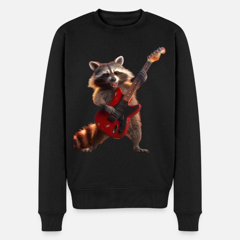 Waschbär - Männer Premium Bio Pullover - Schwarz