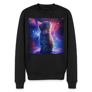 Katze - Männer Premium Bio Pullover - Schwarz - Vorne - Nico (187cm)