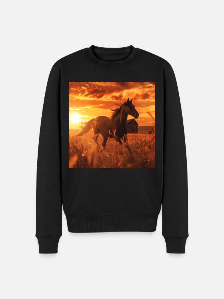 Pferd - Männer Premium Bio Pullover - Schwarz