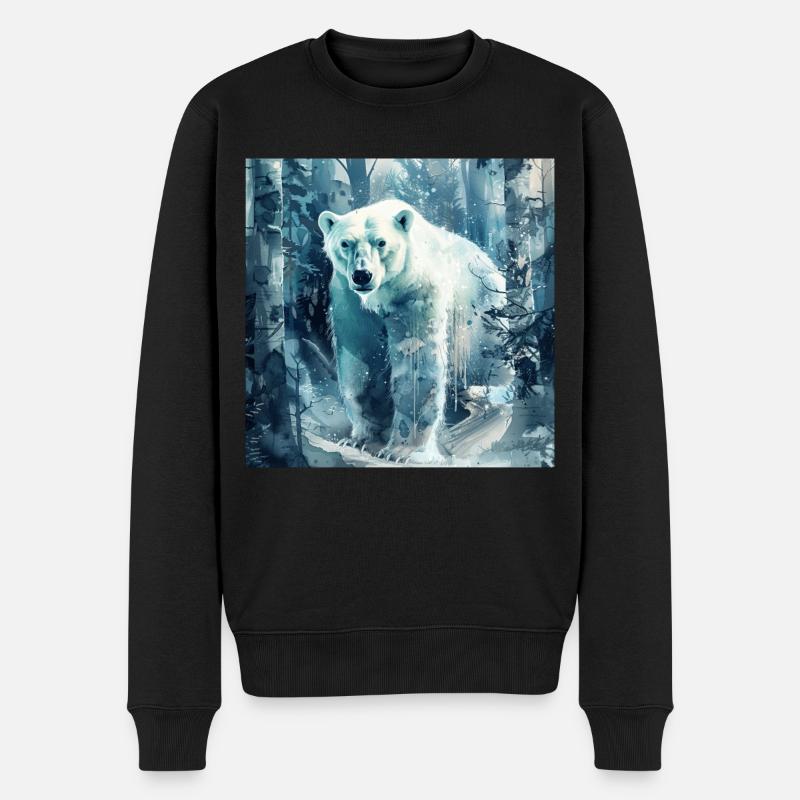 Ours blanc - Pull Premium bio Homme - noir