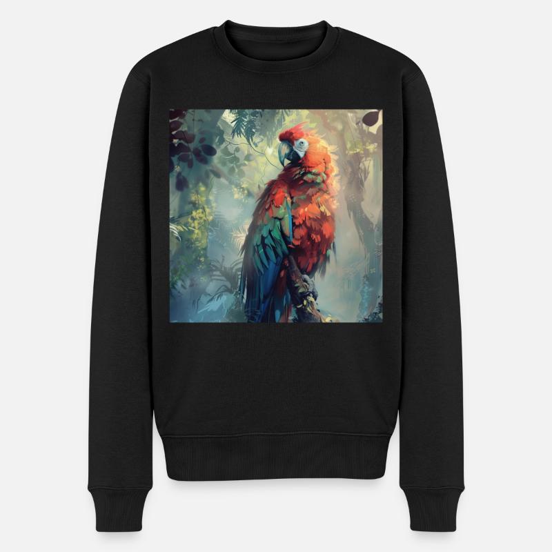 Papagei - Männer Premium Bio Pullover - Schwarz