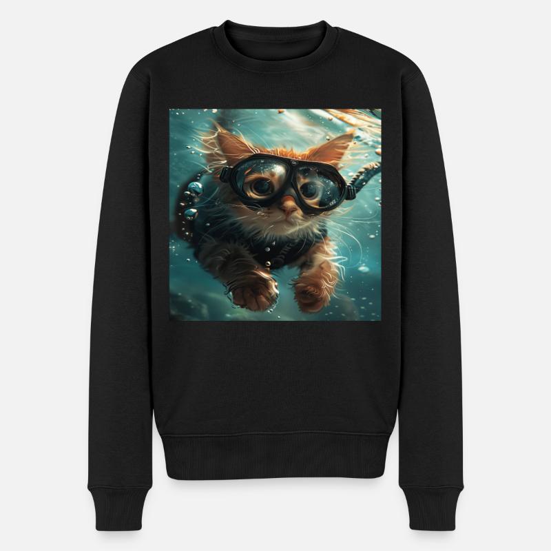 Katze - Männer Premium Bio Pullover - Schwarz