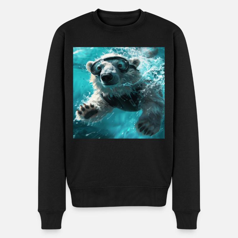 Ours blanc - Pull Premium bio Homme - noir