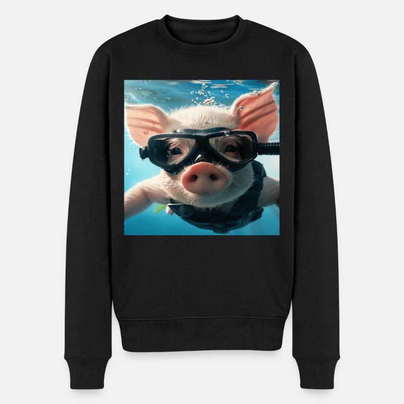 Schwein - Männer Premium Bio Pullover - Schwarz