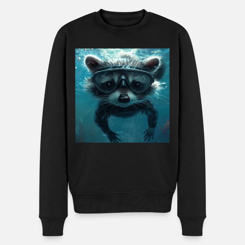 Waschbär - Männer Premium Bio Pullover - Schwarz